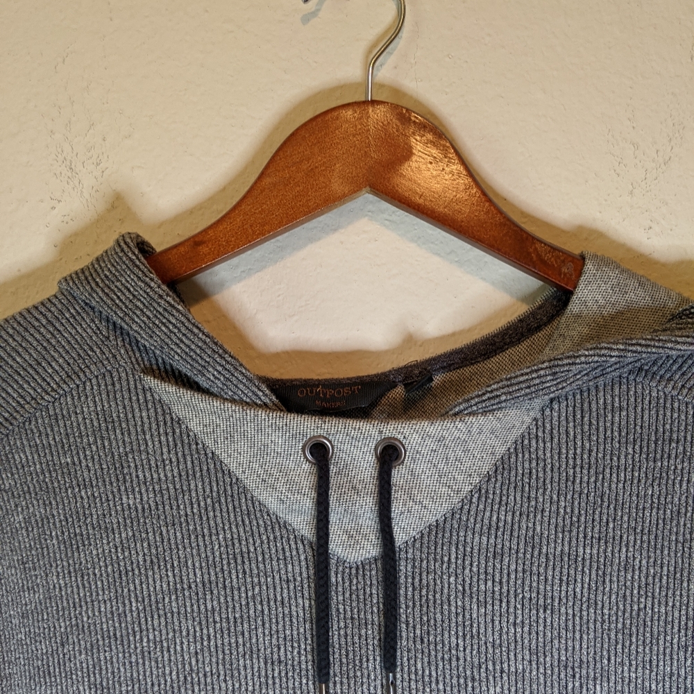 Outpost Gray Ribbed Drawstring Hoodie - Picture 4 of 5